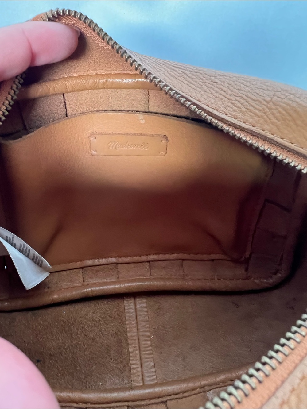 Madewell Woven Leather Crossbody Bag Cognac Brown Camera Bag Adjustable Strap - Picture 8 of 13